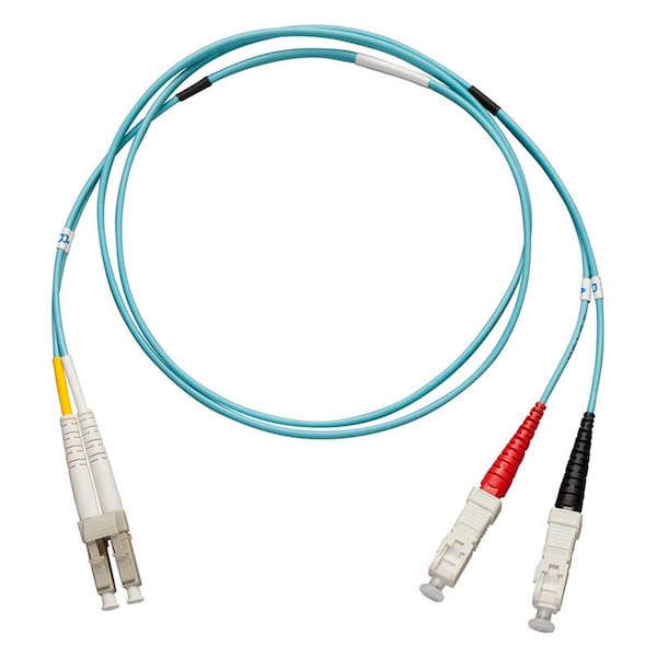 Allen Tel Fiber Optic Patch Cable LC to SC, Duplex OM4, 5 M, Aqua GBLCC-D5-05 - main